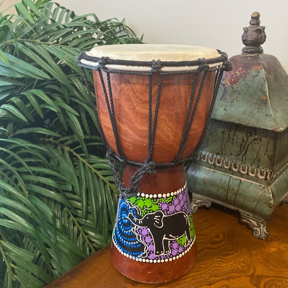 Hand-Painted Wooden Djembe Drum